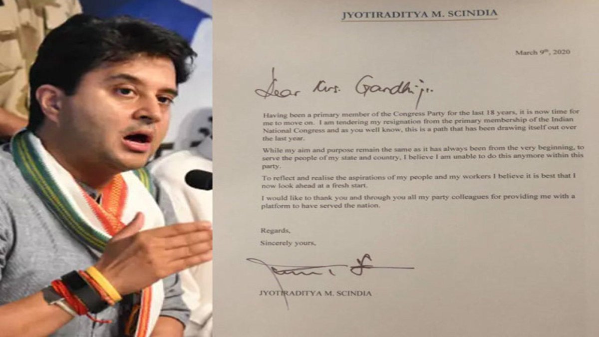 Jyotiraditya Scindia Shares His Resignation Letter, Says “Unable To Serve People While In Congress”
