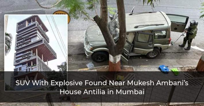 SUV With Explosive Found Near Mukesh Ambani’s House Antilia in Mumbai