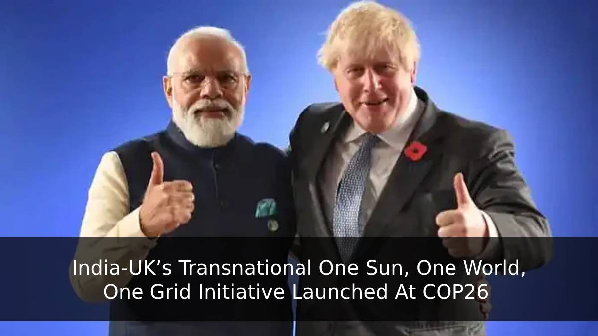 India-UK’s Transnational One Sun, One World, One Grid Initiative Launched At COP26