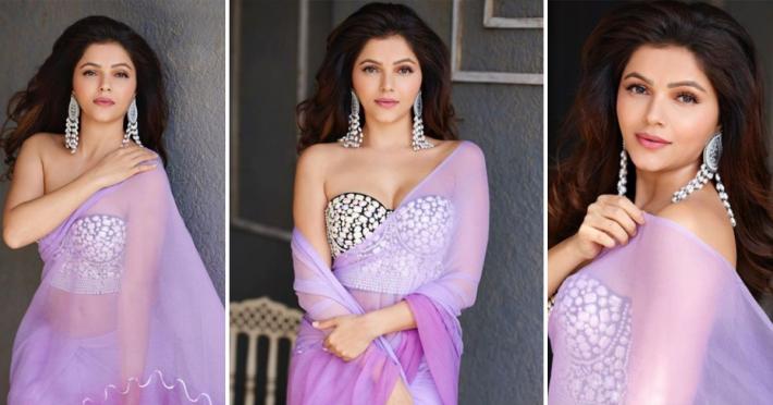 Rubina Dilaik Drapes A Purple Saree With Contrasting Bralette. Must-watch pictures are here!