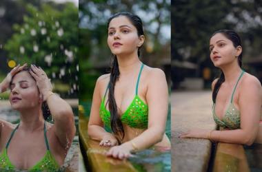 Rubina Raises The Mercury Levels With Her Uber Hot Pics Donning A Green Embellished Bikini.