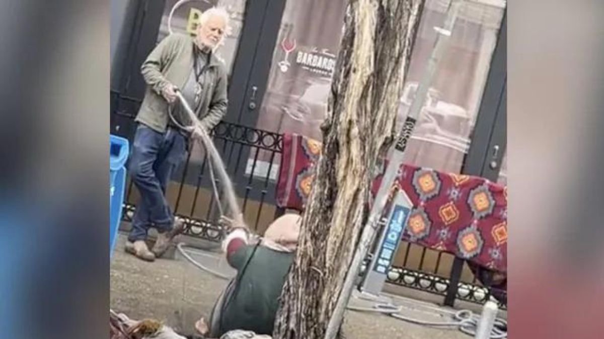 Internet Is Furious After A Video Showing A US Man Spray Water On A Homeless Woman Goes Viral